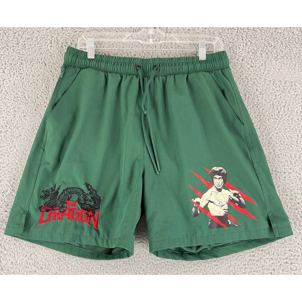 Shoe Palace Bruce Lee Enter The Dragon Mesh Shorts Men's Large Green Embroidered